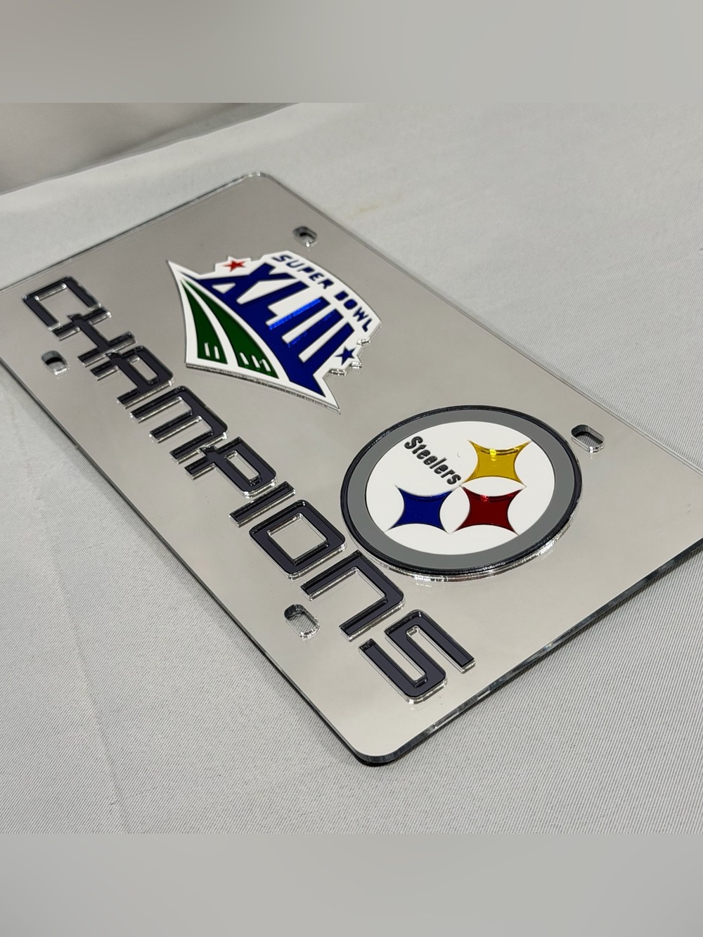 Pittsburgh Steelers NFL Mirrored Laser Tag License Plate Super Bowl XLIII Champs